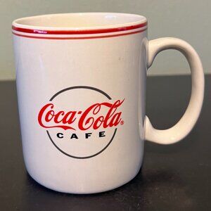 Vintage COCA-COLA CAFE Logo Black &  Red Ceramic Mug Cup ~ Gibson ~ Advertising